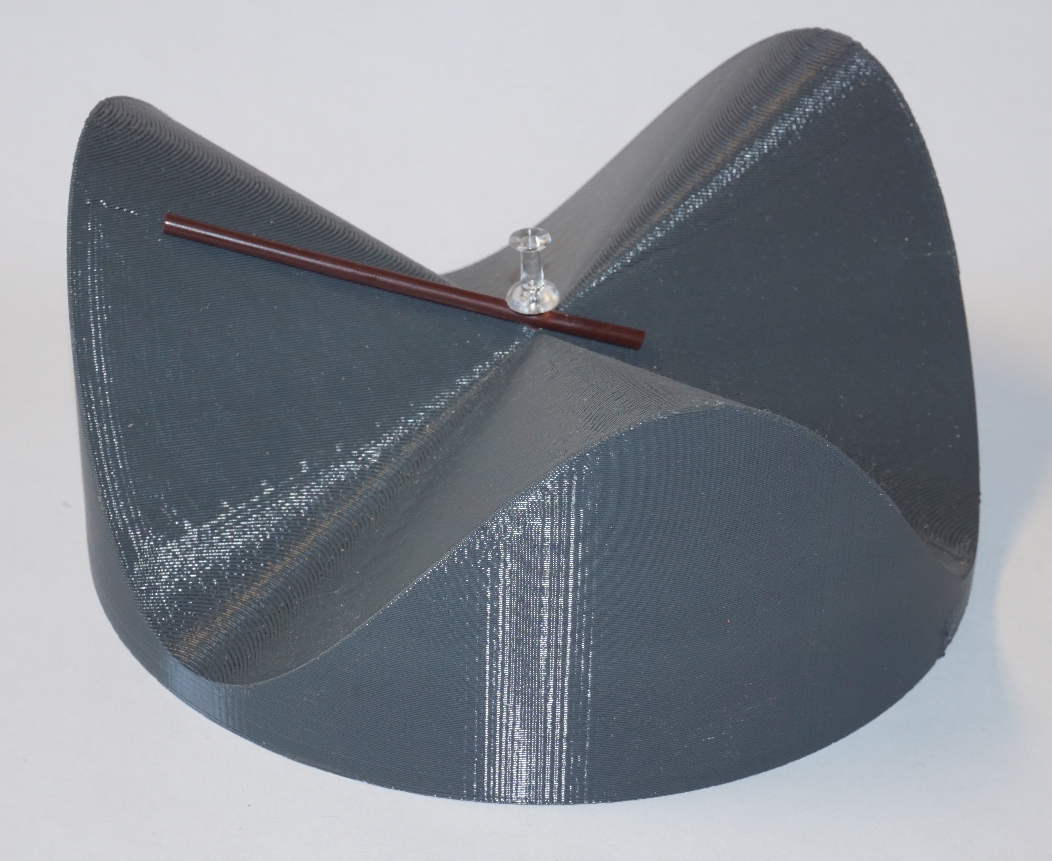 a 3D printed function graph with a coffee stirrer indicating directional derivatives